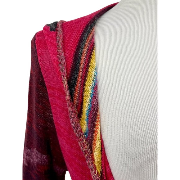 Free People Hooded Long Multicolor Cardigan | Boho Coastal Cowgirl Tribal Indie - Picture 14 of 16